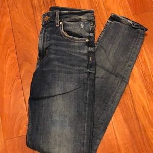 H&M Denim High Waisted Distressed Skinny Jeans